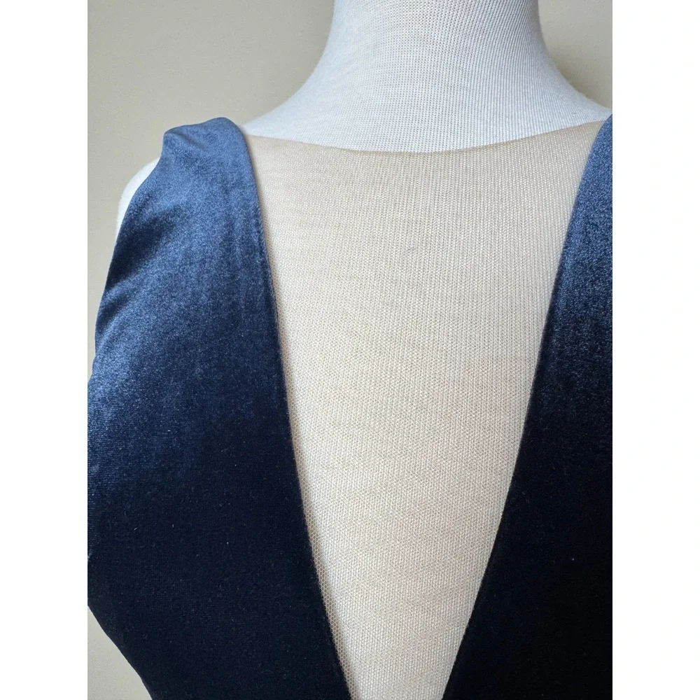 Jenny Yoo Velvet‎ Plunge Gown Womens Sz 0 Navy Blue Formal Maxi Bridesmaid Dress